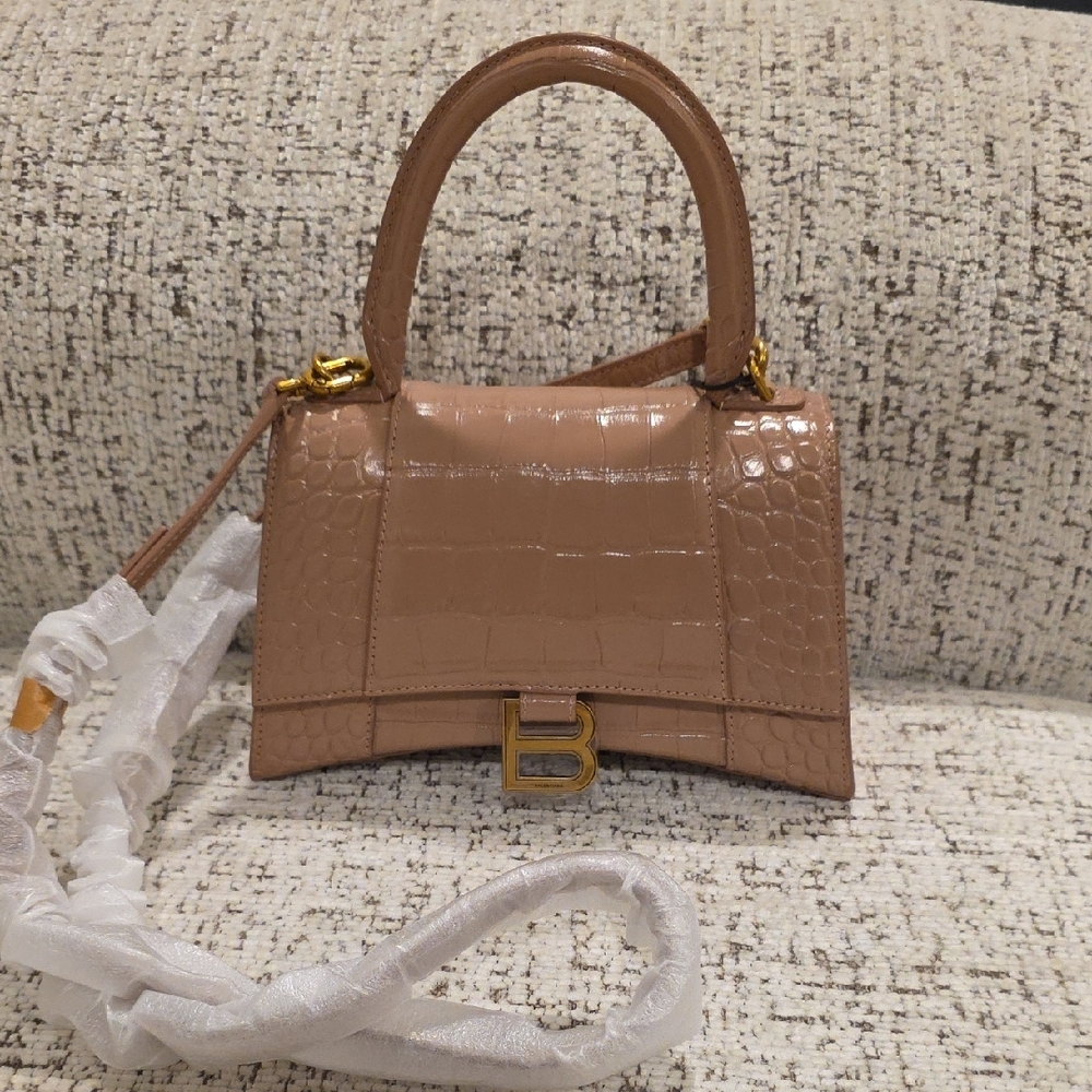 Balenciaga Tan Croc-Embossed Mini Bag